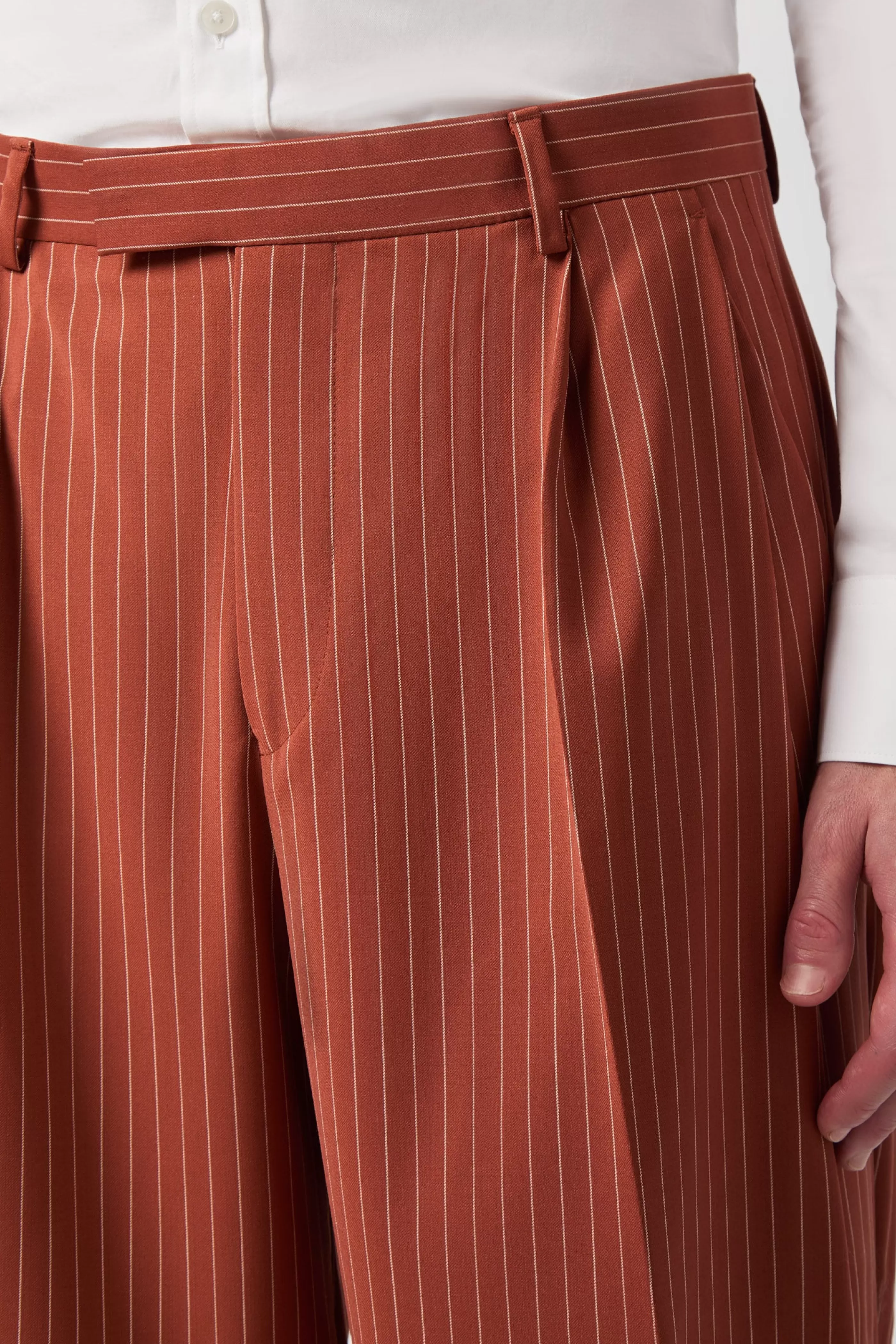 Cortese Oversized Burnt Orange Pinstripe Trousers | Twisted Tailor Hot